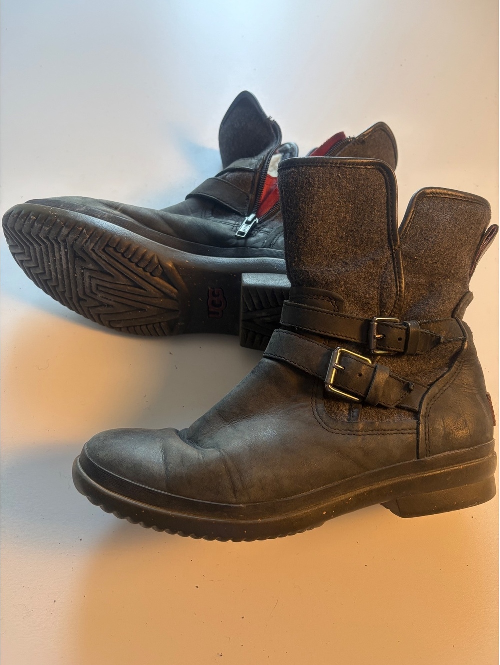 UGG Waterproof Simmens Leather and Wool Biker Boots Size 9